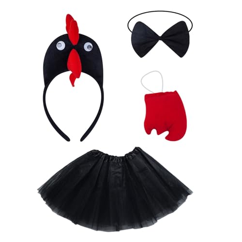 KASFDBMO Huhn-Kopfbedeckung, Hahn, Stirnbänder, Fliege, Handschuhe, Rock, Huhn-Kostüm-Set, Tierhaarreifen für Erntedankfest KASFDBMO Huhn-Kopfbedeckung, Hahn, Stirnbänder, Fliege, Handschuhe, Rock, Huhn-Kostüm-Set, Tierhaarreifen für Erntedankfest von KASFDBMO