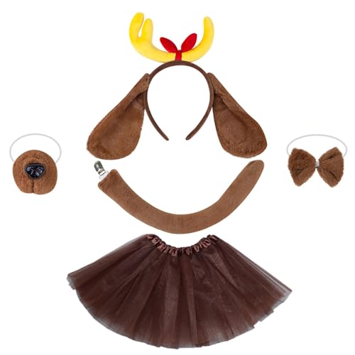 KASFDBMO Hundekostüm-Set mit Stirnband, Nasenschwanz, Fliege, Handschuh und Rock, für Kinder, Jungen, Mädchen, Weihnachten, Halloween KASFDBMO Hundekostüm-Set mit Stirnband, Nasenschwanz, Fliege, Handschuh und Rock, für Kinder, Jungen, Mädchen, Weihnachten, Halloween von KASFDBMO