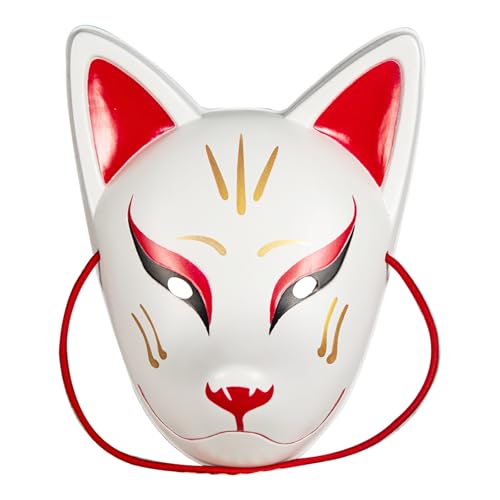 KASFDBMO Japanische Kabukis Katzen Maske Full Face Kitsune Foxes Animal Cosplay Kostüm Für Halloween Masquerade Party KASFDBMO Japanische Kabukis Katzen Maske Full Face Kitsune Foxes Animal Cosplay Kostüm Für Halloween Masquerade Party von KASFDBMO