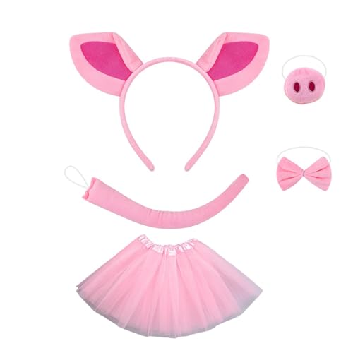 KASFDBMO Schweinekostüm-Set mit Schweineschwanz, Fliege, Handschuh und Stirnband, Halloween-Tier-Kostüm, Outfit für Kinder, Geburtstag, Cosplay KASFDBMO Schweinekostüm-Set mit Schweineschwanz, Fliege, Handschuh und Stirnband, Halloween-Tier-Kostüm, Outfit für Kinder, Geburtstag, Cosplay von KASFDBMO