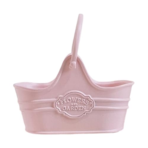 KASNLSAC Puppenhaus Miniaturgartenversorgung Metall Mini Blumenkorb Dekoration Picknickkörbe für Rosa von KASNLSAC