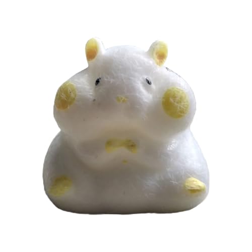 KASNLSAC Quetschierbares Hamster Spielzeug Crush-Resistant Cheese Prise Slow Rebound TPR Stress Relief Tier Squishes Sensorische Zappel-Squeeze Kinder Weiß von KASNLSAC