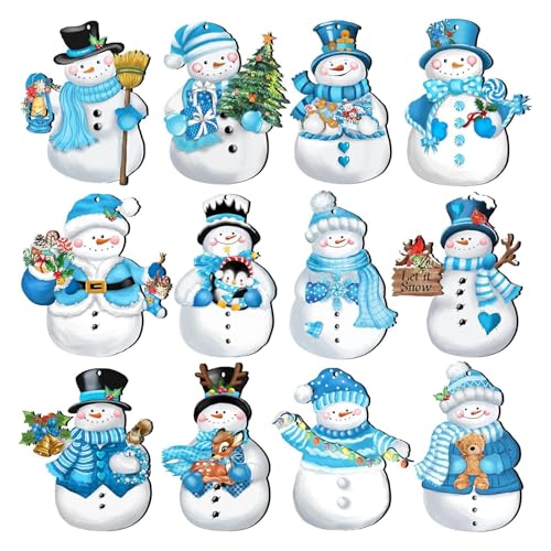 KASNLSAC Snowflake Kühlschrank Dekor Holzfeiertagsmagnete 24 Stück/Set Weihnachten Winter Snowman Ausschnitte Kühlschrank Magnet Set für Home Office Küche 24pcs von KASNLSAC