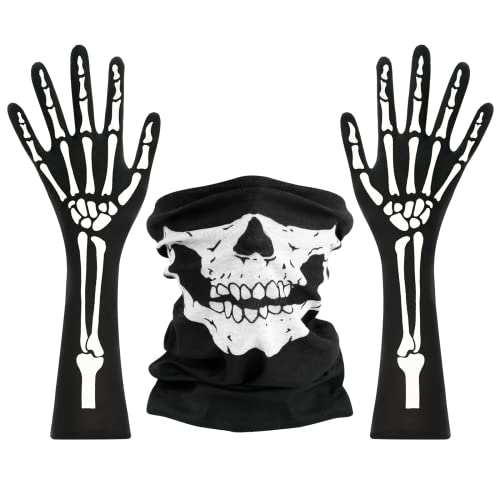 Halloween Skelett Handschuhe und Skelett Maske, Schädel Maske, Schädel Gesichtsmaske, Skelett Handschuhe, für Motorradfahren, Reiten, Skifahren, Outdoor Aktivitäten, Halloween, Karneval Verkleiden Halloween Skelett Handschuhe und Skelett Maske, Schädel Maske, Schädel Gesichtsmaske, Skelett Handschuhe, für Motorradfahren, Reiten, Skifahren, Outdoor Aktivitäten, Halloween, Karneval Verkleiden von KATELUO