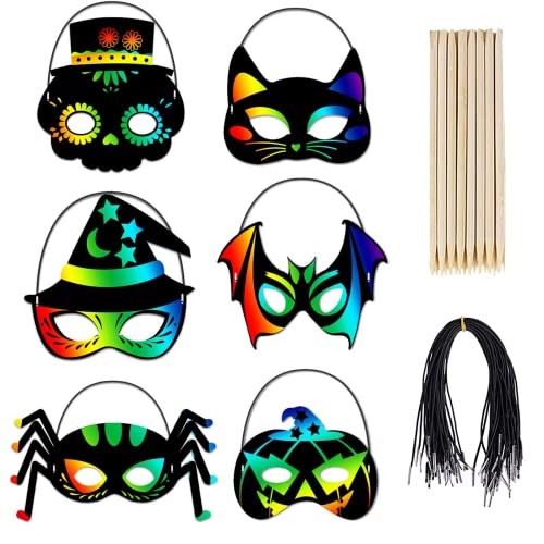 KATELUO 24 PCS Halloween Masken Kinder, Masken Bastelset DIY mit Elastischen Kordeln und Holzgriffel, für Kinder Geburtstag Ostern Weihnachten Party Zubehör KATELUO 24 PCS Halloween Masken Kinder, Masken Bastelset DIY mit Elastischen Kordeln und Holzgriffel, für Kinder Geburtstag Ostern Weihnachten Party Zubehör von KATELUO