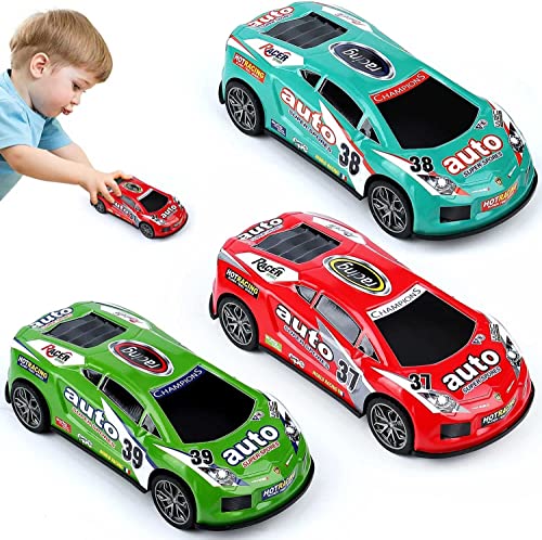 KATELUO 3 Stück 7 inch Rennwagen Kinder, Reibung Zurückziehen Spielzeugauto Set, Spielzeug Autos Kinder, Spielzeug Fahrzeuge Set, Pull Back Car, 3 4 5 6 7 Jahre Jungen Mädchen. von KATELUO