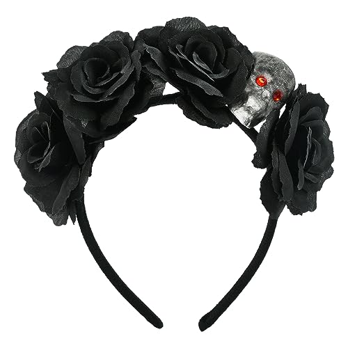 KATELUO Haarreif Dia de los Muertos, Halloween Haarreif, Dia de Muertos Haarreif, Damen Halloween Haarschmuck, Haarreif Rosen und Totenkopf, Day of The Dead Haarreif, Haarreifen für Halloween Cosplay KATELUO Haarreif Dia de los Muertos, Halloween Haarreif, Dia de Muertos Haarreif, Damen Halloween Haarschmuck, Haarreif Rosen und Totenkopf, Day of The Dead Haarreif, Haarreifen für Halloween Cosplay von KATELUO