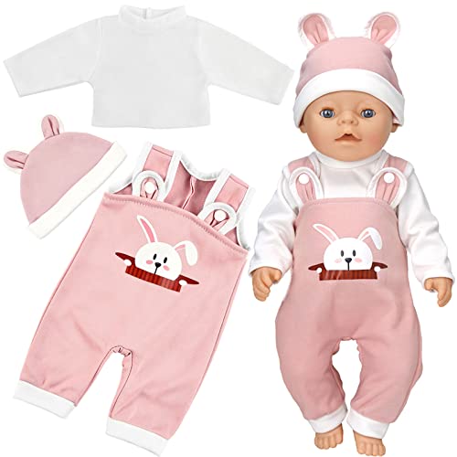 KATELUO Kleidung Outfits für Baby Puppen, Puppenkleidung, New Born Baby Puppen, Puppenzubehör mit Hut Langarm Hose, für Babypuppen 35-43 cm, Geschenke für Mädchen Jungen von KATELUO