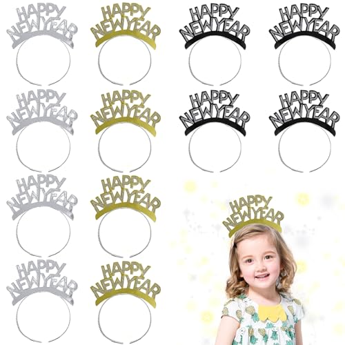 KATELUO Silvester Haarreif - 12 PCS Happy New Year Kopfschmuck für die Neujahrsdekoration (B) von KATELUO