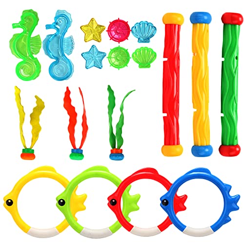 KATELUO Tauch Spielzeug, 19pcs Tauchspielzeug, Tauchbecken Spielzeugset, Schwimmbad Pool Spielzeug, Schwimmbad Spielzeug für Kinder, Unterwasser Tauchen Spielset, Unterwasser Pooltraining KATELUO Tauch Spielzeug, 19pcs Tauchspielzeug, Tauchbecken Spielzeugset, Schwimmbad Pool Spielzeug, Schwimmbad Spielzeug für Kinder, Unterwasser Tauchen Spielset, Unterwasser Pooltraining von KATELUO