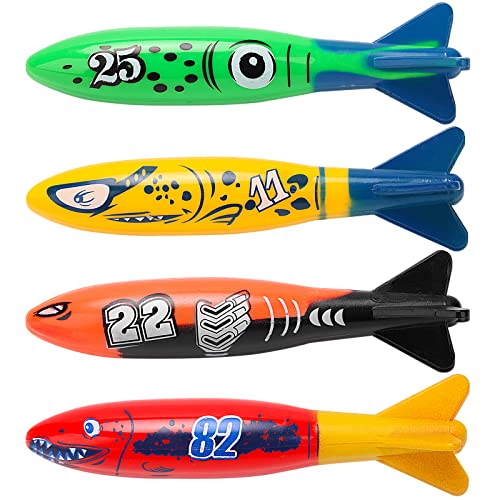 KATELUO Tauch Spielzeug, 4pcs Tauchspielzeug, Tauchbecken Spielzeugset, Schwimmbad Pool Spielzeug, Schwimmbad Spielzeug für Kinder, Unterwasser Tauchen Spielset, Unterwasser Pooltraining KATELUO Tauch Spielzeug, 4pcs Tauchspielzeug, Tauchbecken Spielzeugset, Schwimmbad Pool Spielzeug, Schwimmbad Spielzeug für Kinder, Unterwasser Tauchen Spielset, Unterwasser Pooltraining von KATELUO
