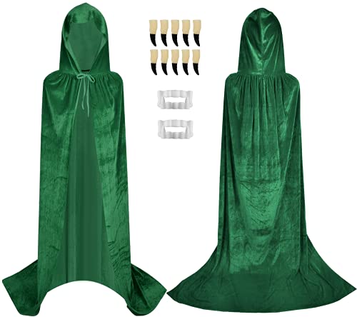 KATELUO Vampir Umhang,Halloween Umhang Set,Halloween Weihnachten Kostüm Erwachsene,Sehr gut geeignet für Karneval, Halloween, Weihnachten, Kostümparty, Feiertage usw. (140cm, Grün) von KATELUO