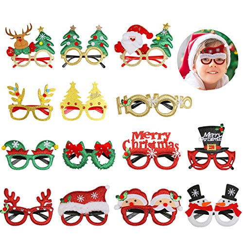 KATELUO Weihnachten Brille,Weihnachtsbrillen, lustig Weihnachtenbrillen, Geeignet für Erwachsene und Kinder Weihnachtsfeier, Maskerade, Karneval. (14PCS) von KATELUO