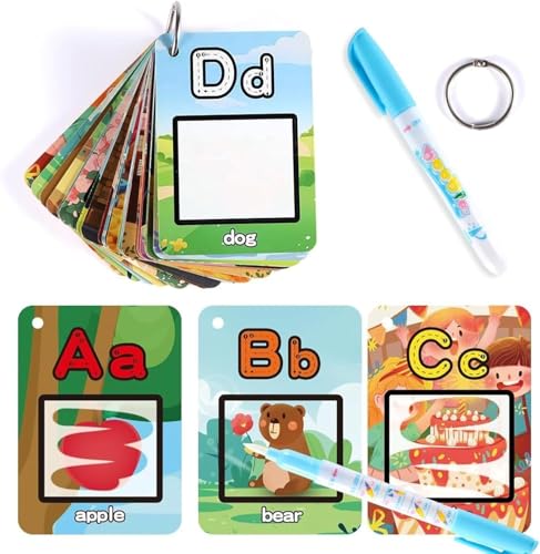 ABC Lernkarten für Kinder, Früherziehungs Zeichenkarten für Kinder mit 2 Wasserpinsel, Ich lerne Buchstaben, Lernspiele ab 3 Jahren - Buchstaben Spiel Kindergarten, Kleinkind Montessori Lernspielzeug ABC Lernkarten für Kinder, Früherziehungs Zeichenkarten für Kinder mit 2 Wasserpinsel, Ich lerne Buchstaben, Lernspiele ab 3 Jahren - Buchstaben Spiel Kindergarten, Kleinkind Montessori Lernspielzeug von KATELUO
