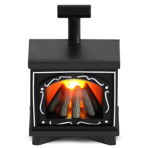 Miniatur Kamin Puppenhaus Kamin mit Licht, Miniatur Wichtel Zubehör Weihnachten, LED Wichtel Feuerstelle Mini Lagerfeuer Wichtelzubehör, Miniatur Puppenhaus Zubehör Wichtel Kamin für Puppenhaus Deko von KATELUO