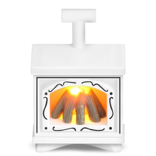 Miniatur Kamin Puppenhaus Kamin mit Licht, Miniatur Wichtel Zubehör Weihnachten, LED Wichtel Feuerstelle Mini Lagerfeuer Wichtelzubehör, Miniatur Puppenhaus Zubehör Wichtel Kamin für Puppenhaus Deko von KATELUO
