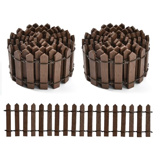 Miniatur Wichtel Zubehör, 2 pcs Miniatur Garten Zaun, Wichtel Zubehör, Puppenhaus Garten Miniatur Wichtel Zaun, Puppenhaus Zubehör DIY Weihnachten Deko Garten, Braun Holzzaun Ideal Zubehör Wichtel von KATELUO