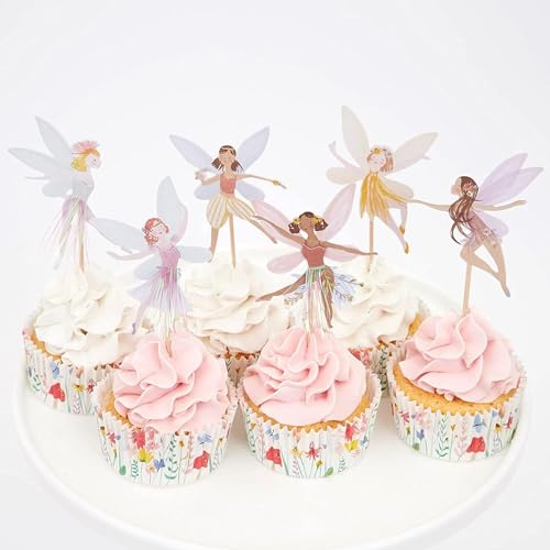 Pappbecher Cupcake Toppers,24 STÜCKE Cupcake Picks Fee,Kuchen Topper Blume Fee,Cupcake Topper Fee,Ballerina Cupcake Topper Cake Picks, für Kinder Baby Party Geburtstag Party Kuchen Dekoration von KATELUO