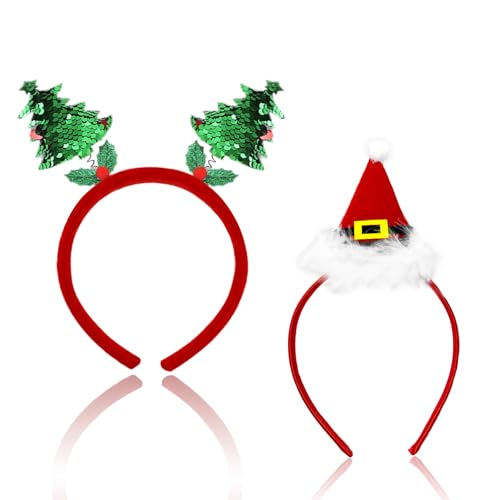 KATELUO Weihnachten Haarreif, 2 PCS Weihnachts Haarreif Erwachsene, Weihnachtshaarreifen Kind, Kopfschmuck Weihnachten, Weihnachtskopf Schmuck, Weihnachtsdekorationen für Kinder und Erwachsene (B) von KATELUO