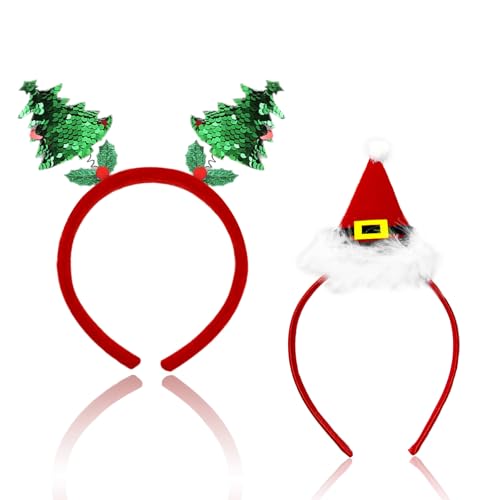 Weihnachten Haarreif, 2 PCS Weihnachts Haarreif Erwachsene, Weihnachtshaarreifen Kind, Kopfschmuck Weihnachten, Weihnachtskopf Schmuck, Weihnachtsdekorationen für Kinder und Erwachsene ( B ) von KATELUO