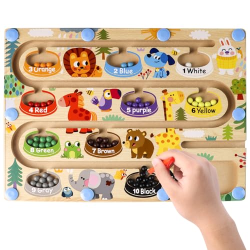 KATIMI Tierthema Magnetspiel ab 3 Jahre, 10 Farben Magnetspiel Labyrinth Kinder mit Magnetperlen, Montessori Spielzeug ab 3 Jahre für Logisches Denktraining KATIMI Tierthema Magnetspiel ab 3 Jahre, 10 Farben Magnetspiel Labyrinth Kinder mit Magnetperlen, Montessori Spielzeug ab 3 Jahre für Logisches Denktraining von KATIMI
