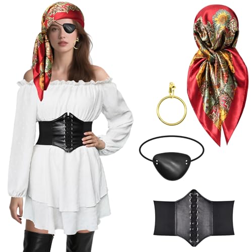 KATOLK Piratenkostüm für Damen, Renaissance-Kleid (Rot, XXL) von KATOLK