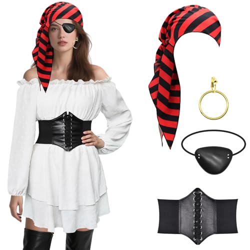 KATOLK Piratenkostüm für Damen, Renaissance-Kleid (Streifen, M) von KATOLK