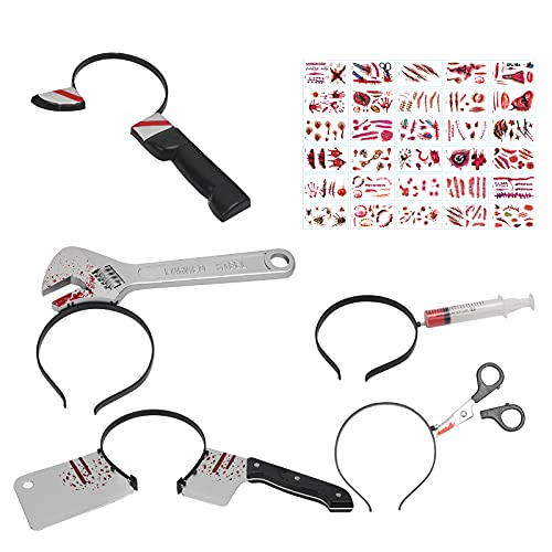 KATOOM Blutige Schere Messer im Kopf 35TLG Halloween Grusel Accessoires Set Spritze Horror Haarreif mit 30pcs Halloween Zombie Scars Tattoo Küchenmesser Schlüssel für Gruselkostüm Zombie KATOOM Blutige Schere Messer im Kopf 35TLG Halloween Grusel Accessoires Set Spritze Horror Haarreif mit 30pcs Halloween Zombie Scars Tattoo Küchenmesser Schlüssel für Gruselkostüm Zombie von KATOOM