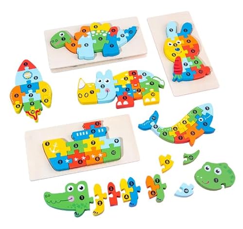 3-teiliges Puzzle-Spielzeug aus Holz für Kinder im Alter von 2 3 4 Jahren, Tierpuzzle, digitale Formen-Puzzle, 3D Tierpuzzle, 3D-Tierpuzzle-Spiele für Kinder, Lernspielzeuggeschenke für 3-teiliges Puzzle-Spielzeug aus Holz für Kinder im Alter von 2 3 4 Jahren, Tierpuzzle, digitale Formen-Puzzle, 3D Tierpuzzle, 3D-Tierpuzzle-Spiele für Kinder, Lernspielzeuggeschenke für von KATVVYE