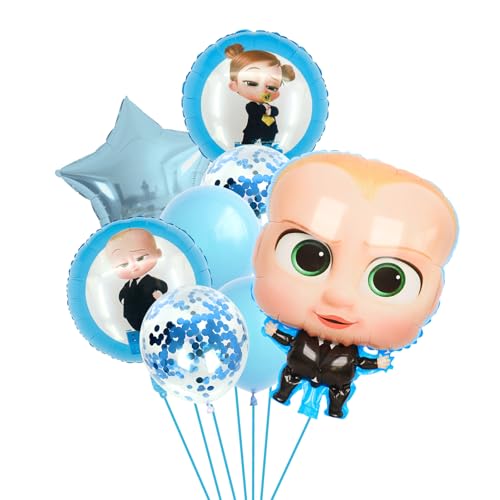 8 Stück Baby Boss Geburtstagsballons, Blau & Weiß, Ballon-Set, Party-Dekoration mit Charakter-Form-Ballons, sternförmiger, runder Ballon aus Aluminiumfolie, geeignet für Kinder und Jungen, 8 Stück Baby Boss Geburtstagsballons, Blau & Weiß, Ballon-Set, Party-Dekoration mit Charakter-Form-Ballons, sternförmiger, runder Ballon aus Aluminiumfolie, geeignet für Kinder und Jungen, von KATVVYE