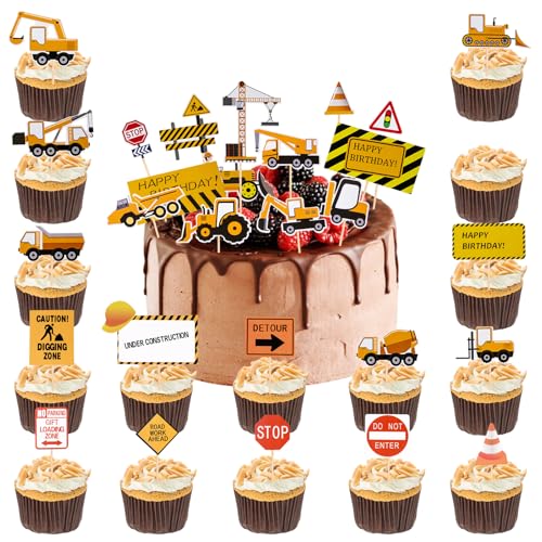 KATVVYE 28 Stücke Straßenschild Engineering Auto Cupcake Dekoration Kuchen Dekoration Truck Truck Bagger Jungen Kinder Geburtstagstorte Dekoration KATVVYE 28 Stücke Straßenschild Engineering Auto Cupcake Dekoration Kuchen Dekoration Truck Truck Bagger Jungen Kinder Geburtstagstorte Dekoration von KATVVYE