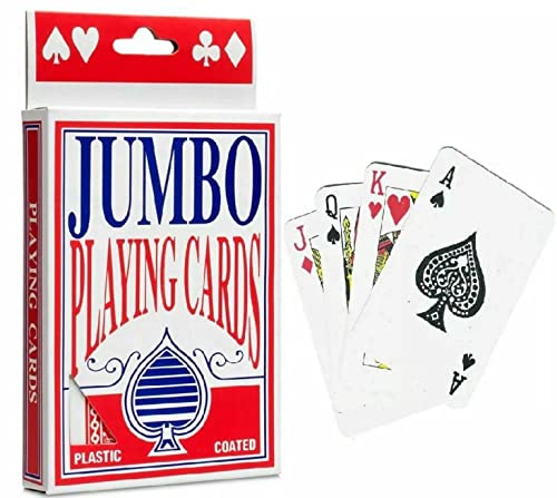 KAV Großes Jumbo-Spielkarten-Deck für 52 Spiele, Familienfeiern, Pokernächte, drinnen, draußen, Garten, Grillen und Weihnachten, kunststoffbeschichtete Riesenkarte (13 x 9 x 2 cm) von KAV
