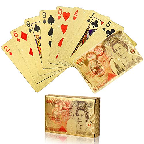 KAV - Poker / Casino / 24 K Gold Poker-Spielkarten, wasserdichtes Kartenspiel für Party, Urlaub und Spiele (Pfund). von KAV