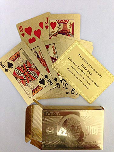 KAV - Poker / Casino / 24 K Gold Poker Spielkarten, wasserdichtes Kartenspiel für Party Urlaub und Spiele (Dollar). von KAV