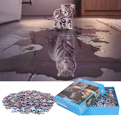 1000 Teiliges Puzzle für Erwachsene,「Katze und Tiger」,Familien recycelbare Materialien und hochauflösendes Druckpuzzle,Familienspiel,Geschenk und Geschenk für Liebhaber oder Freunde. von KAVAVO