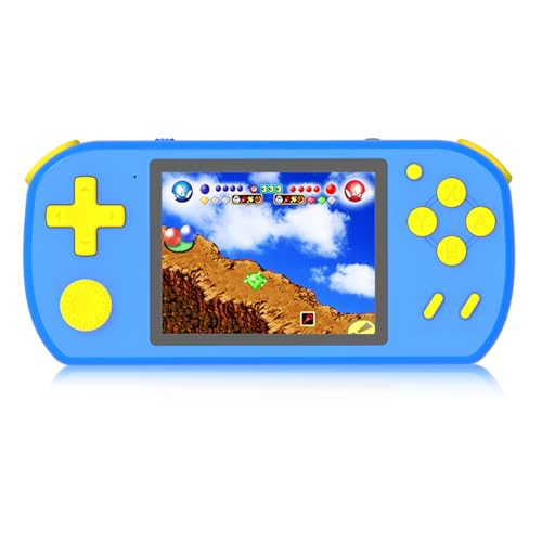 KAVOYI Handheld Spielkonsole für Kinder Vorinstalliert 218 Videospiele, Handheld Konsole mit Wiederaufladbarem Akku 3,0 " LCD-Bildschirm,Mini Retro Konsole Spielzeug Geschenke für Jungen Mädchen, Blau von KAVOYI