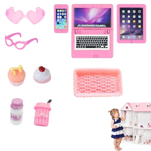 KAYEF zubehör,10 stück miniatur spielhaus lernzubehör, wichtel zubehör, simulation laptop tablet handy, mini brille kuchen kaffeetablett KAYEF zubehör,10 stück miniatur spielhaus lernzubehör, wichtel zubehör, simulation laptop tablet handy, mini brille kuchen kaffeetablett von KAYEF