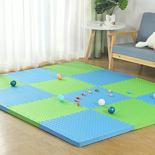 Schaumstoff-Spielmatten, 61 x 61 cm, extra große Puzzle-Spielmatten für den Boden, Bodenmatte mit ineinandergreifenden Fliesen, Übungsmatte, Dicke wendbare und tragbare Krabbelmatten für Kin von KAYEF