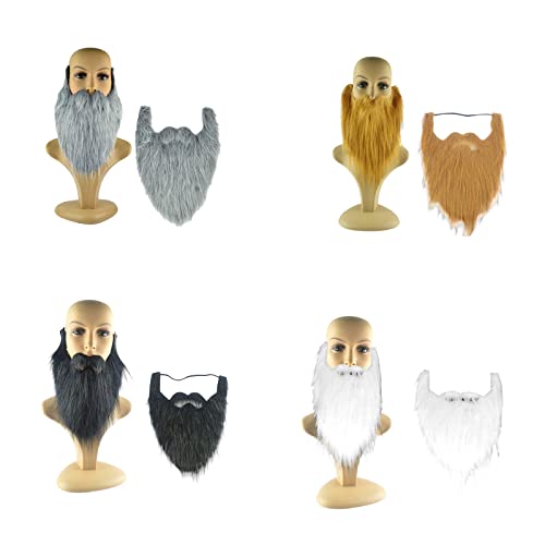 KALUROIL 4 Stück Gefälschte Bärte Schnurrbärte Halloween Lustiger Zubehör Falscher Kostüm Whisker für Weihnachtsfeier Erwachsene Kinder von KAYLRE