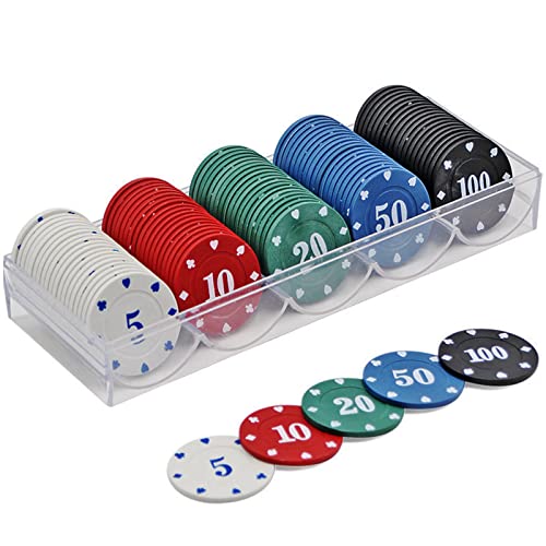 KAYSENSUK 100 Stück Casino Pokerchips, Spielchips Wertmarken Karten Chips Box Pfandmarken Roulette Spiel Bingo Chips mit Wert Blackjack Set für Counting Marker Poker Chips Roulette Casino Pokerset KAYSENSUK 100 Stück Casino Pokerchips, Spielchips Wertmarken Karten Chips Box Pfandmarken Roulette Spiel Bingo Chips mit Wert Blackjack Set für Counting Marker Poker Chips Roulette Casino Pokerset von KAYSENSUK
