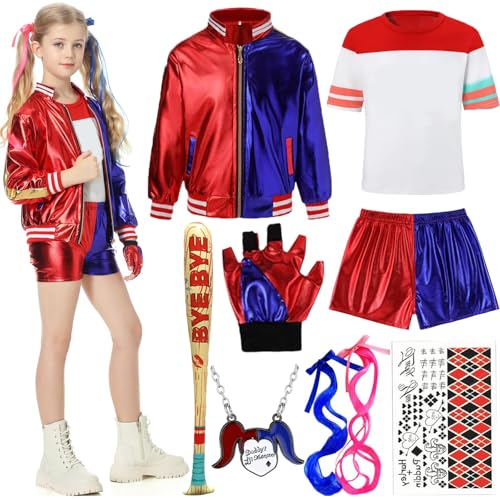 KAZGVN Harle-Kostüm für Damen, Halloween-Kostüme für Kinder, Damen-Kostüme, dies ist ein komplettes Harley-Set, Bösewichtskostüm für Cosplay, Halloween KAZGVN Harle-Kostüm für Damen, Halloween-Kostüme für Kinder, Damen-Kostüme, dies ist ein komplettes Harley-Set, Bösewichtskostüm für Cosplay, Halloween von KAZGVN