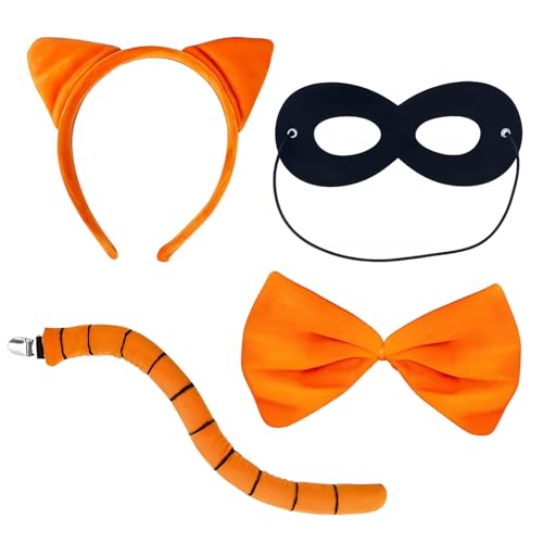 KAZGVN Katzen-Halloween-Kostüm für Kinder, Katzen-Halloween-Kostüm, inklusive Ohren, Stirnband, Schwanz, Fliege, Maske für Karneval, Party, Cosplay KAZGVN Katzen-Halloween-Kostüm für Kinder, Katzen-Halloween-Kostüm, inklusive Ohren, Stirnband, Schwanz, Fliege, Maske für Karneval, Party, Cosplay von KAZGVN
