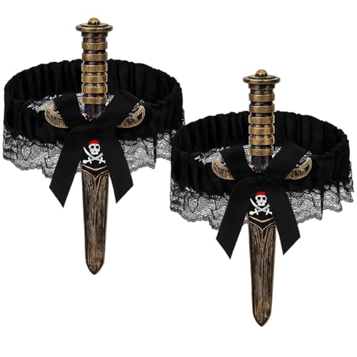 KAZGVN Piratenzubehör für Damen, Piraten-Zubehör, 2 Stück, Stretch-Piraten-Strumpfband, Spitzen-Beinring, Piratenkostüm-Zubehör für Halloween, Maskeraden, Karneval, Cosplay, Verkleidungsrequisiten KAZGVN Piratenzubehör für Damen, Piraten-Zubehör, 2 Stück, Stretch-Piraten-Strumpfband, Spitzen-Beinring, Piratenkostüm-Zubehör für Halloween, Maskeraden, Karneval, Cosplay, Verkleidungsrequisiten von KAZGVN