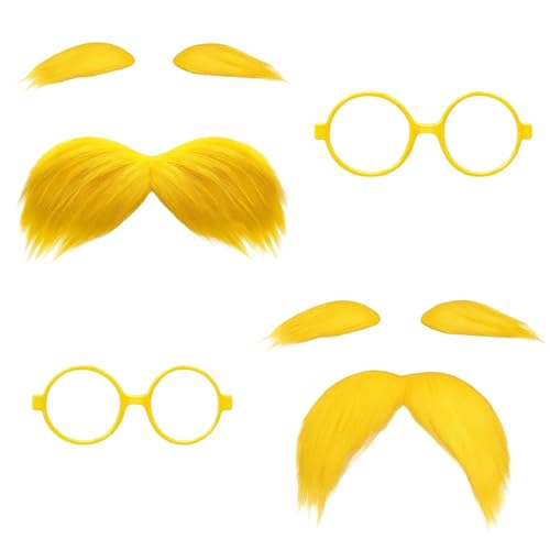 Künstlicher Schnurrbart, Halloween-Zubehör, 4 Sets, selbsthaftende künstliche Schnurrbart, künstliche Augenbrauen und Brille, Schnurrbart, Kostüm, Weihnachtskleid, Cosplay für Kinder, Männer, Frauen Künstlicher Schnurrbart, Halloween-Zubehör, 4 Sets, selbsthaftende künstliche Schnurrbart, künstliche Augenbrauen und Brille, Schnurrbart, Kostüm, Weihnachtskleid, Cosplay für Kinder, Männer, Frauen von KAZGVN