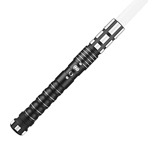KBASE Profi Laserschwert Force FX mit RGB LED & Unendlichen Farben | 7 Soundeffekte, Schwarzer Metallgriff | Für Duelle, Sammler & Kinder (Erwachsene & Jugendliche) von KBASE