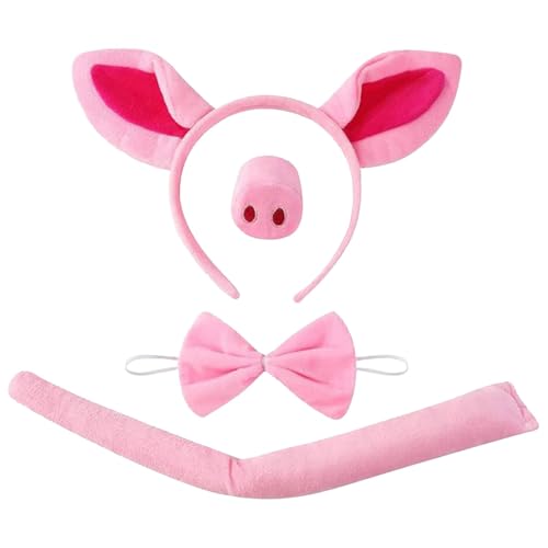KBCYRT 4-teiliges Schweinekostüm, Erwachsenenkostüm, komplettes Set mit Stirnband, Nase und Schwanz, weich und bequem, für Erwachsene und Kinder, perfekt für Halloween und Themenpartys KBCYRT 4-teiliges Schweinekostüm, Erwachsenenkostüm, komplettes Set mit Stirnband, Nase und Schwanz, weich und bequem, für Erwachsene und Kinder, perfekt für Halloween und Themenpartys von KBCYRT
