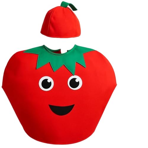 KBCYRT Tomatenkostüm für Erwachsene, lustige Verkleidung für Männer und Frauen, Unisex Halloween-Kostüme Erwachsene, leichtes Obst-Cosplay-Outfit für Partys, Karneval, Weihnachten von KBCYRT