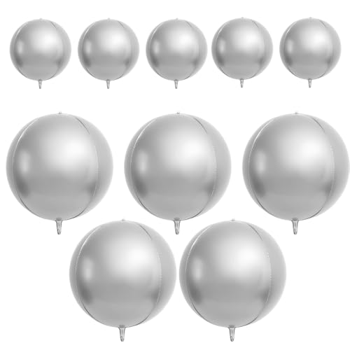 Silberfarbene Luftballons, Folienballons für Helium, 4D-Silberfolie für Geburtstag, Hochzeit, Abschlussdekoration, 5 Stück 25,4 cm und 55,9 cm, 10 Stück von KBCYRT