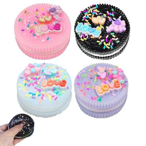 KBIBCK 4 Stück Oreo Squishy, Taba Squishy, Biscuit Stressabbau Spielzeug, Squeeze Toy, Dekompressions Entlüftungsspielzeug, Anti-Stress-Spielzeug von KBIBCK