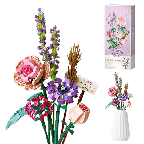KBIBCK 547 PCS Blumenstrauß Bausteine Set - Künstliche Blumen Bausatz - Romantisches Ägäisches Meer von KBIBCK